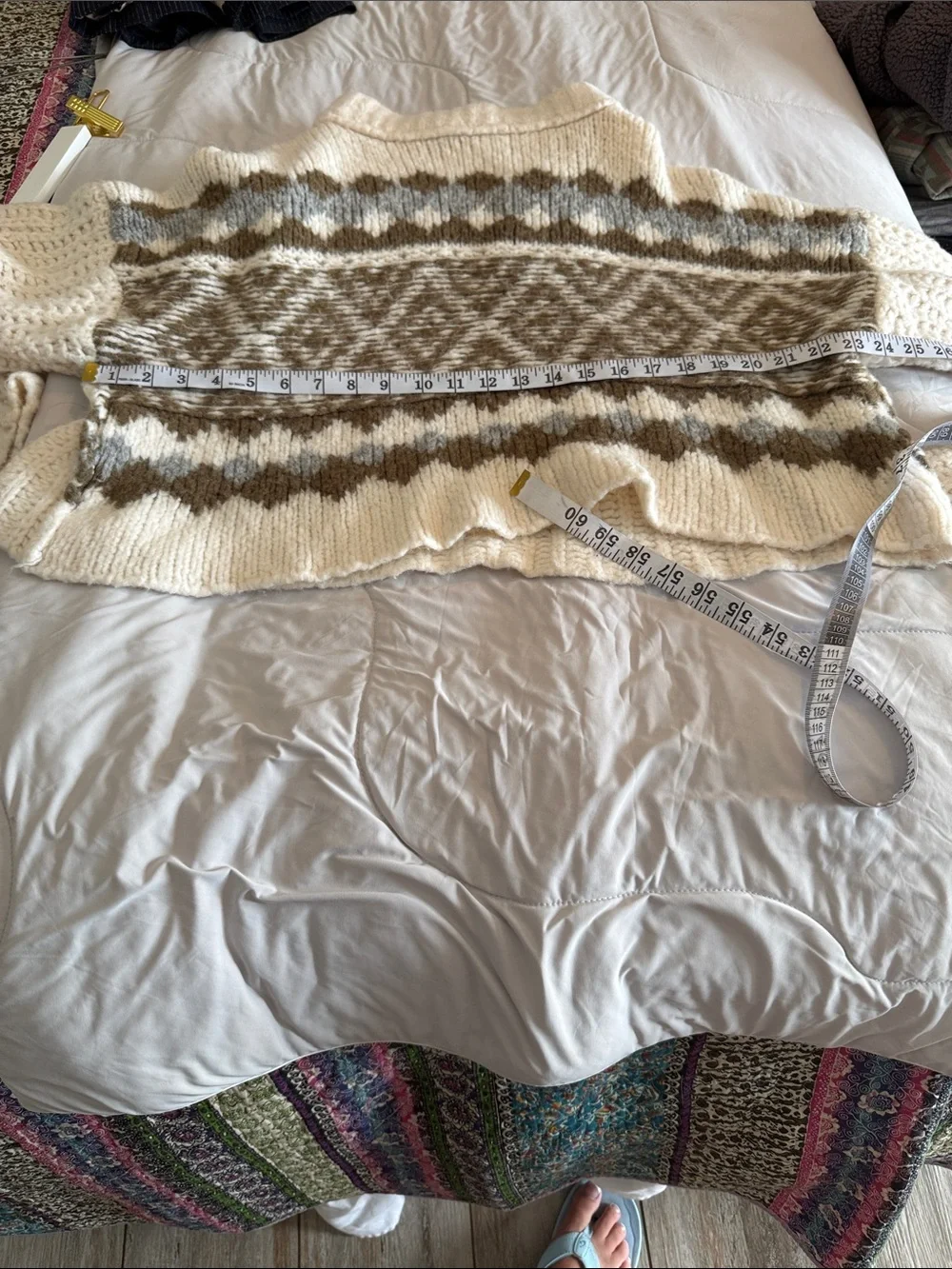 Free People Cream and Brown Fair Isle Cowl Sweater